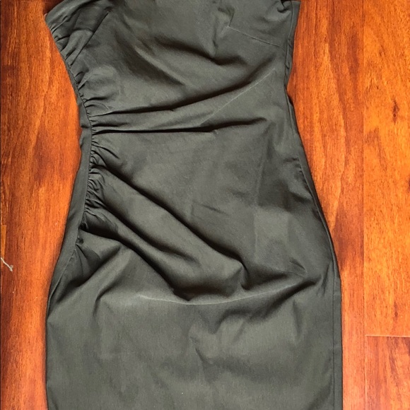 PINUP COUTURE ONE SHOULDER OLIVE GREEN PENCIL DRES - Picture 2 of 7